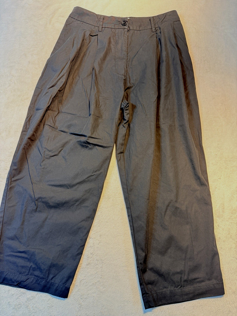Amente Los Angeles Pleated Volume Pants Charcoal Modal Cotton Wide Leg Womens M